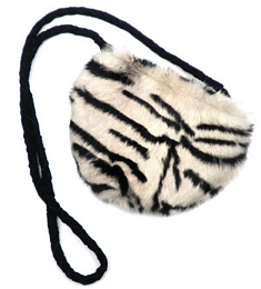 Black and beige animal print crossbody lapin fur bag 