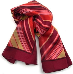 Burgundy and beige striped Italian square scarf