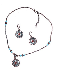 CHIC NECKLACE AND EARRINGS SET WITH TIRQUISE BEADS