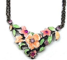 ENAMEL FLOWERS AND STRASS NECKLACE
