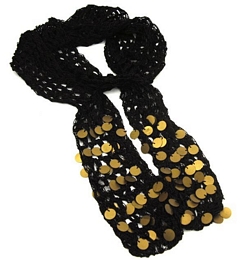 Narrow net scarf with sequins
