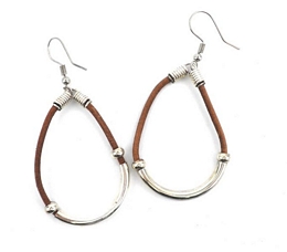 Leather strap earrings with hook