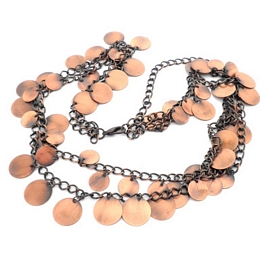 Double copper belt - necklace with coins