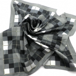 Grey checkered Italian small square scarf