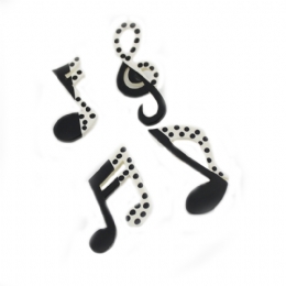4 X Music art black and white brooches