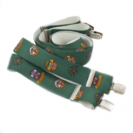 Green Yachting suspenders with antique silver clips