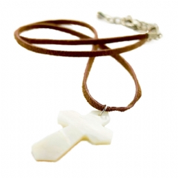 Shell cross with leather strap