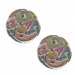 Circle clip earrings with enamel