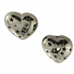 Heart clip earrings with perforated stars
