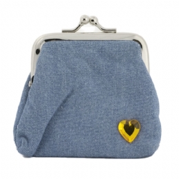 Small jean wallet with yellow heart
