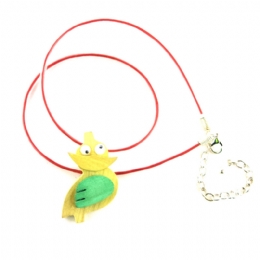 Small wooden yellow bird silicon necklace