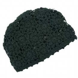 Dark green knitted perforated beanie