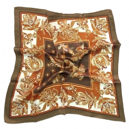 Brown and rust Paisley prints silk square scarf