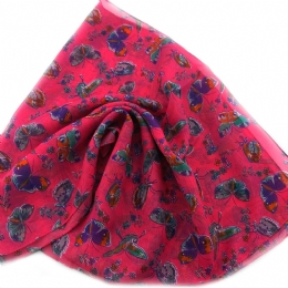 Fuxia Italian scarf with colourful butterflies