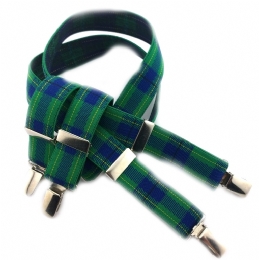 Blue and green checkered kid suspenders