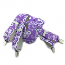 Unisex Paisley print lilac suspenders