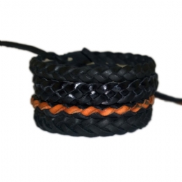 4 x black and rust unisex leather bracelets