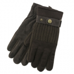 Men leather gloves with knitted details
