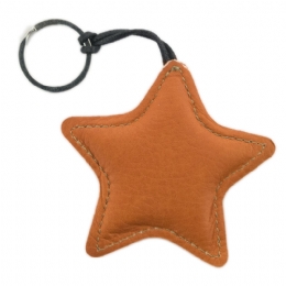 Italian leather keyring Star