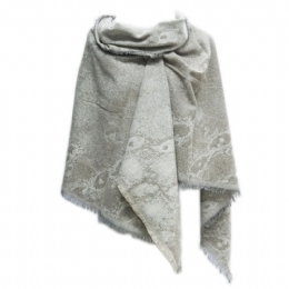 Cream and beige double face Italian poncho with embossed design