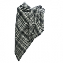 Italian wool square stole with black and white checkered design