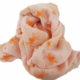 Plain colour scarf with curved spiders
