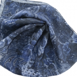 Blue Italian Paisley print scarf with flowers 