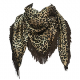 Triangle Italian animal print scarf with fringes