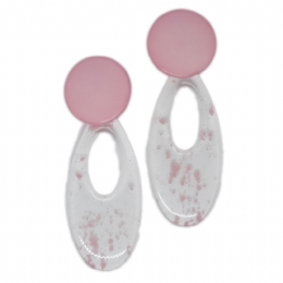 Plexiglass oval clip earrings with spots