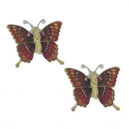 Clip butterfly earrings with enamel