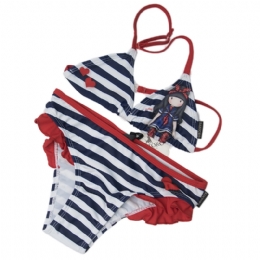 Blue and white striped Santoro bikini