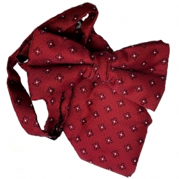 Burgundy bow tie and pocket square with black crosses