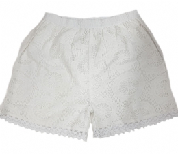 White Indian cotton crochet shorts Circles