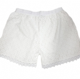 White Indian cotton motif crochet shorts 