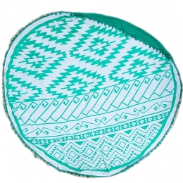 Two coloured circle double fabric beach towel with pon pon 