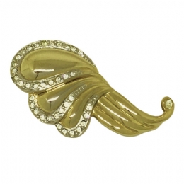 Gold brooch Wave with strass