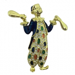 Enamel Harlequin with colourful stones and strass