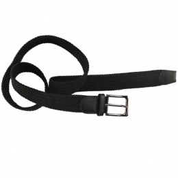 Black plain colour elastic knitted men belt