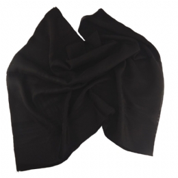 Big black Italian chiffon square scarf with narrow satin boarder stripes 