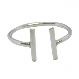 Twin lines silver ring
