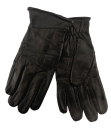 Black leather women gloves with zig zig stiches