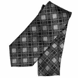 Grey and black checkered embossed tie