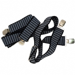 Black and grey suspenders with small rhombus  