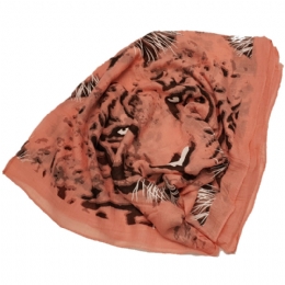 Wide embossed animal print scarf
