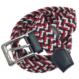 Blue, white and red knitted men elastic belt