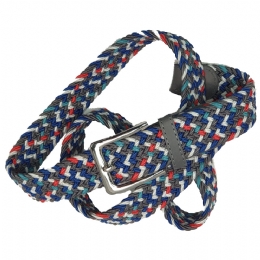 Grey, royal blue, light blue, white and red knitted men elastic belt