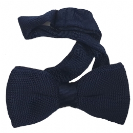 Blue plain colour knitted tie bow