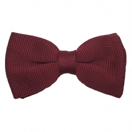 Burgundy plain colour knitted tie bow
