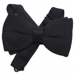 Black plain colour knitted tie bow