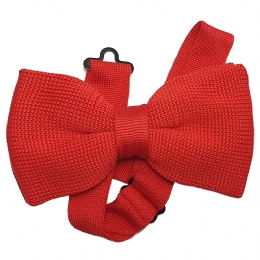 Red plain colour knitted tie bow